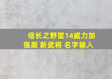 信长之野望14威力加强版 新武将 名字输入